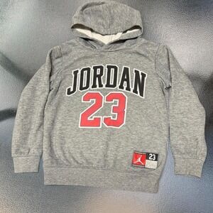 Jordan 23 Kids Pullover Hoodie | Gray Fleece Sweatshirt | Size 5/6